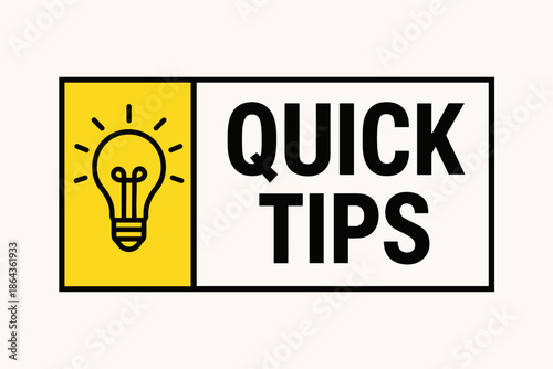 Quick tips: bright yellow lightbulb suggesting ideas and solutions