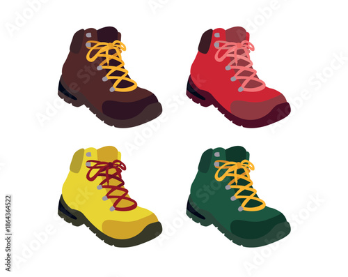 Hiking boot shoe hike emoji symbol sign icon vector illustration isolated flat