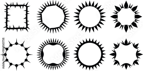 Spiky Thorn Frames, Vector Silhouette Collection