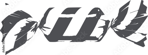 Abstract monochrome of twisted paper with bird silhouette