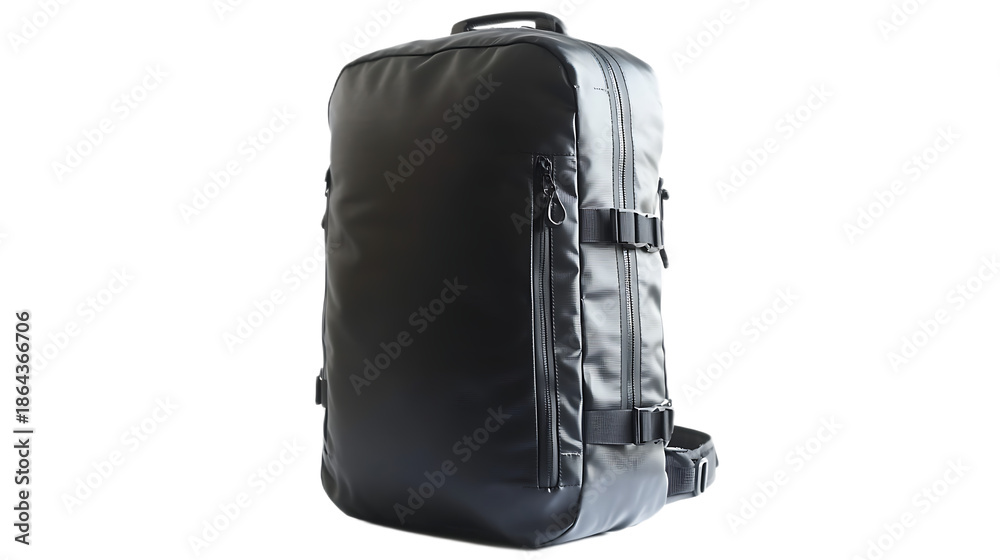 Naklejka premium Compact Travel Backpack Waterproof Black Isolated
