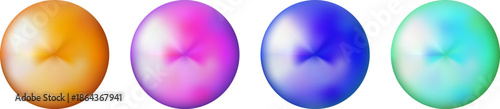 Set of realistic glossy  rainbow ball.Abstract 3D light bubble with glare.