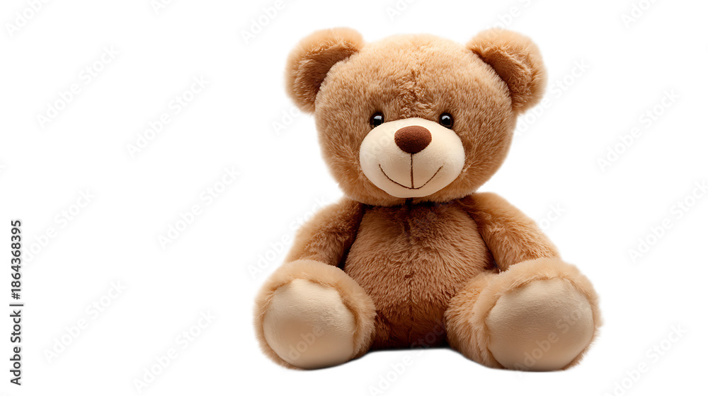 Obraz premium Cute Brown Teddy Bear Sitting Isolated Soft Toy