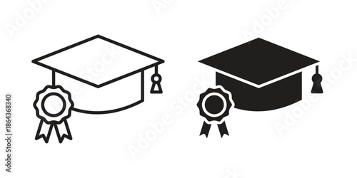 Academic degree icons in trendy flat style. Icon design, logo, app, UI. Vector illustration