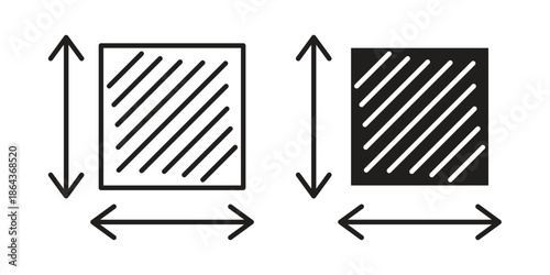 Area and dimension icons in trendy flat style. Icon design, logo, app, UI. Vector illustration