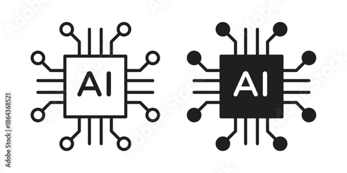 Artificial intelligence icons in trendy flat style. Icon design, logo, app, UI. Vector illustration