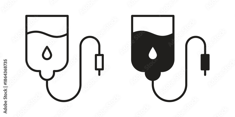 Obraz premium Blood transfusion icons in trendy flat style. Icon design, logo, app, UI. Vector illustration