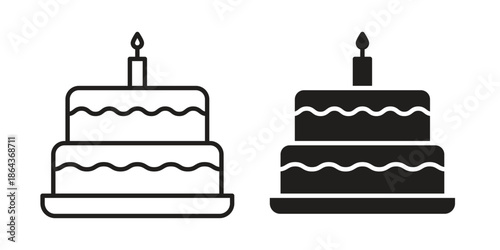 Birthday cake icons in trendy flat style. Icon design, logo, app, UI. Vector illustration