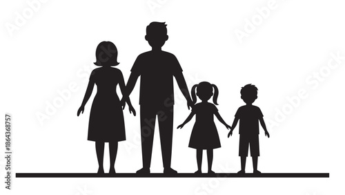 Silhouette of a Family Holding Hands Isolated on Transparent Background