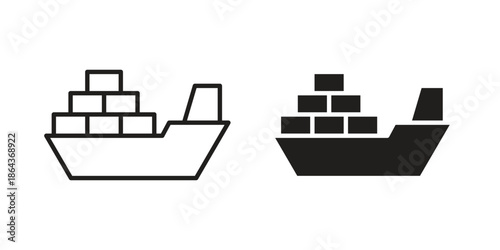 Cargo ship icons in trendy flat style. Icon design, logo, app, UI. Vector illustration