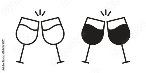 Clinking glasses icons in trendy flat style. Icon design, logo, app, UI. Vector illustration