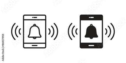 Mobile alarm icons in trendy flat style. Icon design, logo, app, UI. Vector illustration