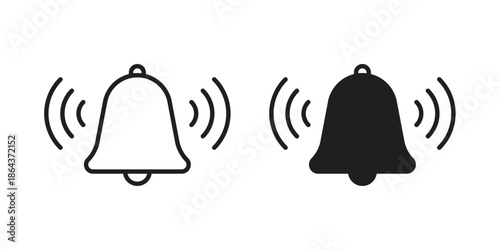 Notification bell icons in trendy flat style. Icon design, logo, app, UI. Vector illustration