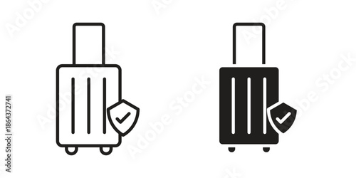 Protection of baggage icons in trendy flat style. Icon design, logo, app, UI. Vector illustration