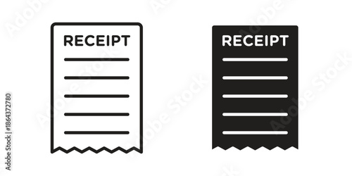 Receipt icons in trendy flat style. Icon design, logo, app, UI. Vector illustration