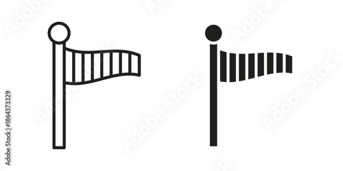 Strong breeze flag up icons in trendy flat style. Icon design, logo, app, UI. Vector illustration