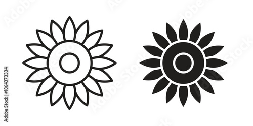 Sunflower icons in trendy flat style. Icon design, logo, app, UI. Vector illustration