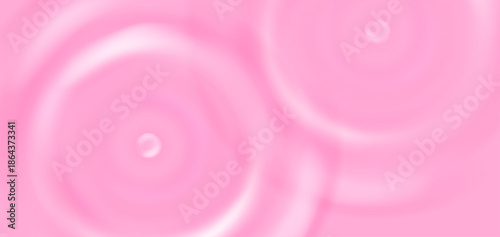Pink yoghurt swirl with creamy strawberry splash and milk ripple. 3d dairy cream wave background. Yogurt pudding or milky mousse top view vector. Beauty bubble and liquid circle soap drop impact