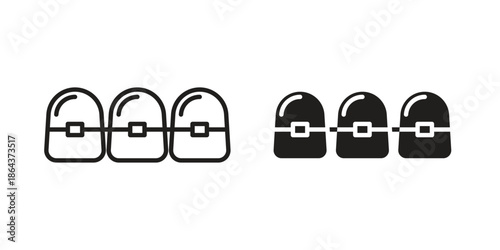Teeth with braces icons in trendy flat style. Icon design, logo, app, UI. Vector illustration