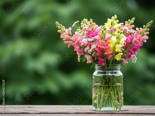 Wallpaper Mural Colorful Snapdragon Flowers in a Glass Jar, Bright Floral Arrangement Torontodigital.ca
