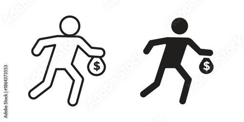 Thief icons in trendy flat style. Icon design, logo, app, UI. Vector illustration