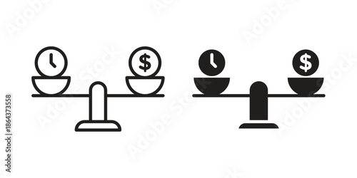 Time and money scale icons in trendy flat style. Icon design, logo, app, UI. Vector illustration