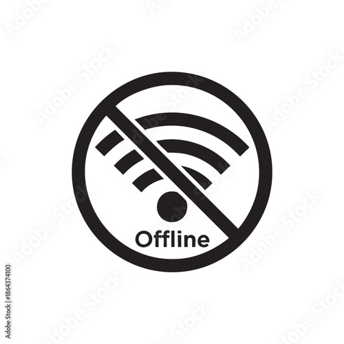 No wifi signal and offline status icon isolated illustration
