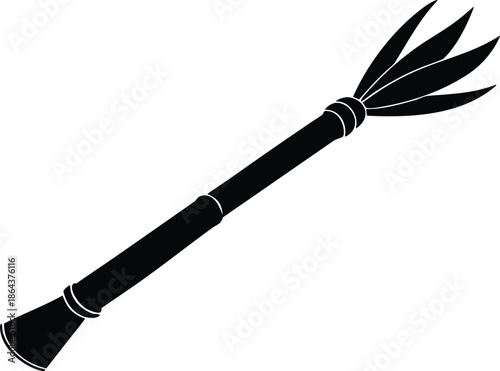 Traditional Japanese Hichiriki wind instrument, Ancient ceremonial musical instrument silhouette