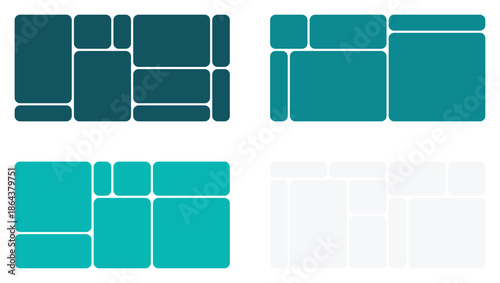 Abstract bento style photo collage set designed for wide visual posts