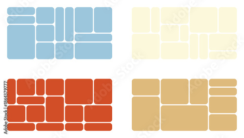 Wide format abstract bento photo collage set for banner design use