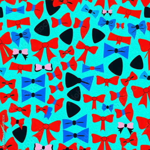 Cartoon. Pattern for T-shirts, covers, wallpapers, fabrics . Oil painting. Bows