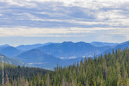 Sunny view of the beautiful landscape in Rocky Mountain National Park.