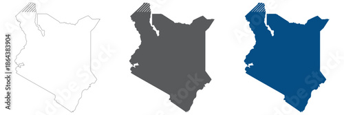 Kenya map plain set.. Map of Kenya in blank set.