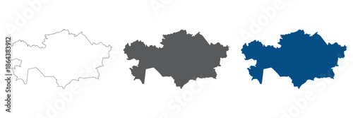 Kazakhstan map plain set. Map of Kazakhstan in blank set.