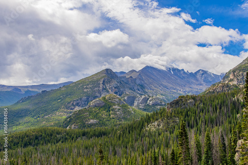 Sunny view of the beautiful landscape in Rocky Mountain National Park.