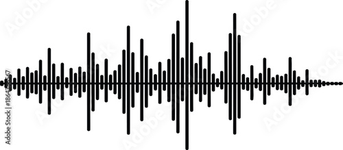 Abstract audio waveform sound visualizer icon set, digital music frequency bars, black white vector for podcast, studio branding