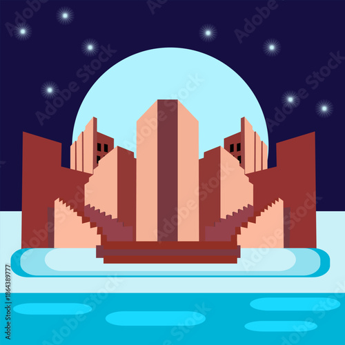 Futuristic Desert Cityscape Under Moonlight  