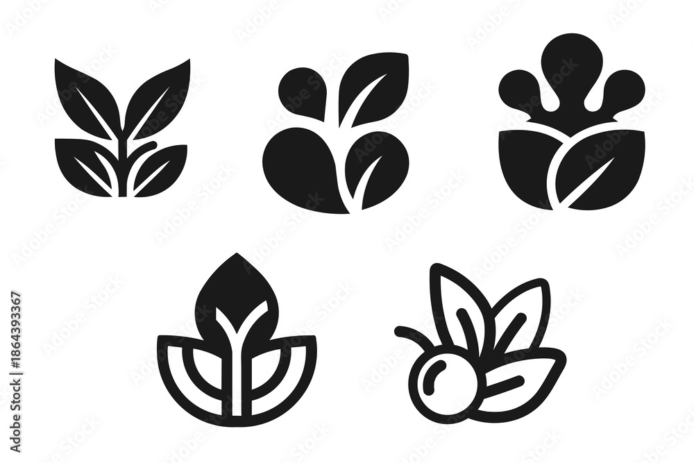 Fototapeta premium A collection of five minimalist black and white icons