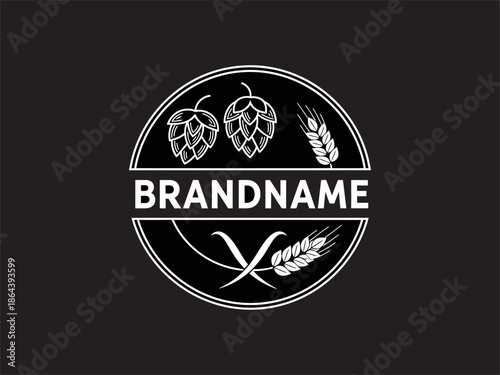 Hops and Barley Logo Design Element.