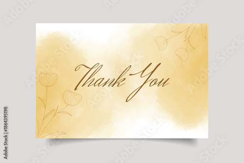 thank you card minimalist design with watercolor background