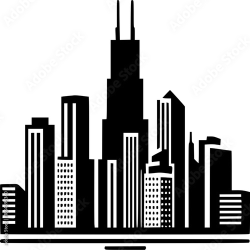 Chicago Skyline Icon Vector