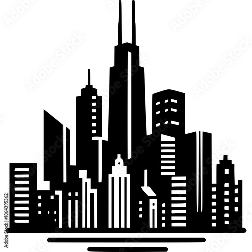 Chicago Skyline Icon Vector