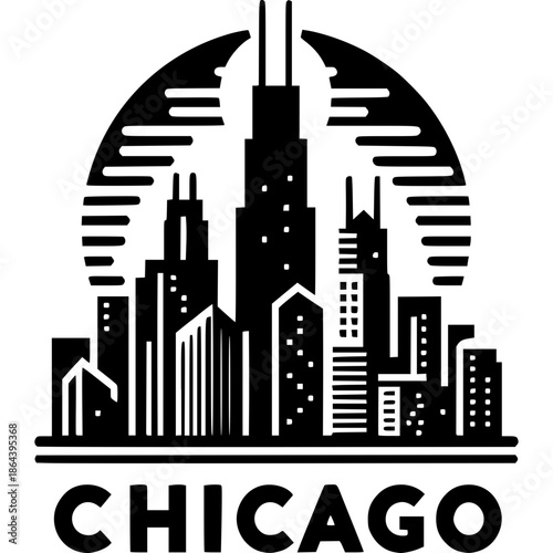 Chicago Skyline Icon Vector