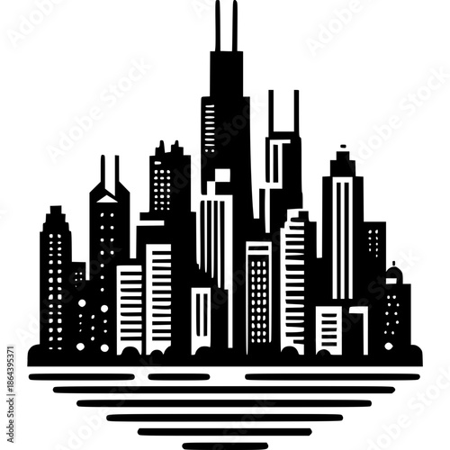 Chicago Skyline Icon Vector