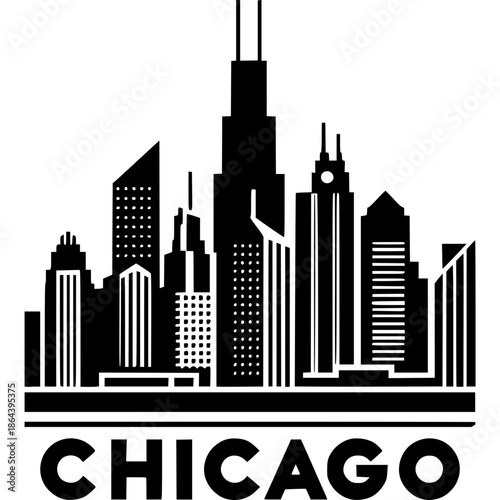 Chicago Skyline Icon Vector