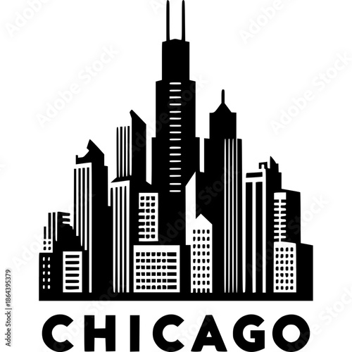 Chicago Skyline Icon Vector