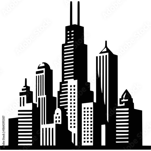 Chicago Skyline Icon Vector