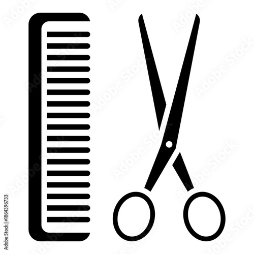 Comb and scissors, barbershop glyph solid icon