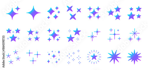 Star symbol icon set. AI stars vector icons.