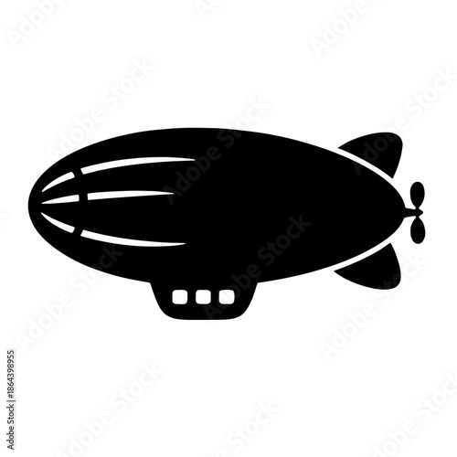 A filled glyph of a zeppelin or blimp, stylized and simple